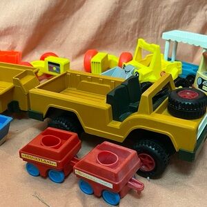 Bundle of vintage Fisher-Price Little People vehicles and Adventure People Safar